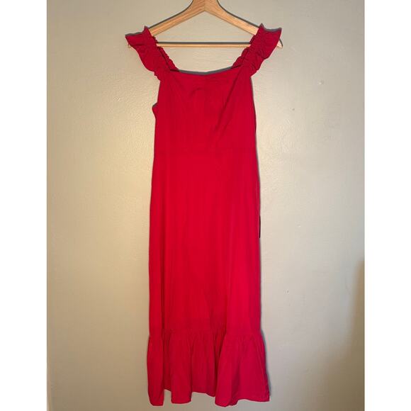 NWT Size S Lulu's Forever My Sweetheart Magenta Ruffle Tank Midi Dress - Picture 3 of 8